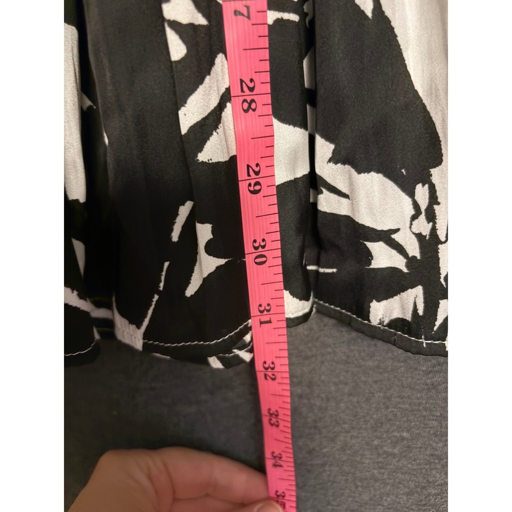 New Nine West Black White Floral Maxi Satin Skirt Tiered Elastic Waist XS - Picture 4 of 9